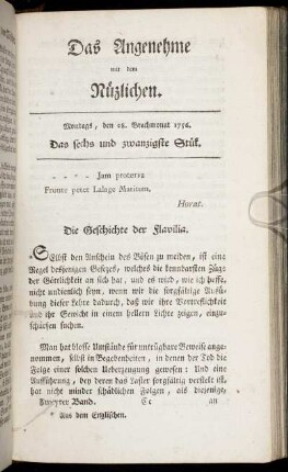 Das sechs und zwanzigste Stück. Montags, den 28. Brachmonat 1756.