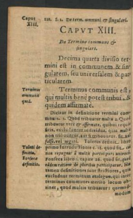 Caput XIII. De Termino communi & singulari.
