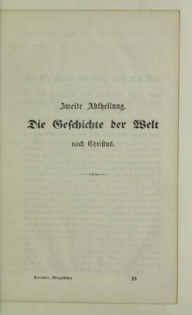 Zweite Abtheilung. Die Geschichte der Welt nach Christus