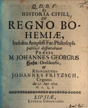 Ex historia civili, de regno Bohemiae