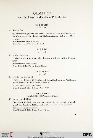 Gemälde aus Hamburger und anderem Privatbesitz (Nr. 44-52)