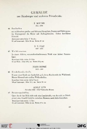 Gemälde aus Hamburger und anderem Privatbesitz (Nr. 44-52)