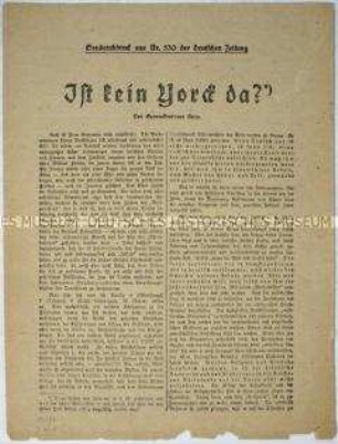 Sonderdruck aus der "Deutschen Zeitung" zur Ablehnung des 14-Punkte Plans von Präsident Wilson