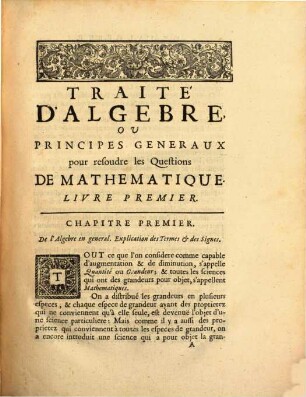 Traité d'Algebre