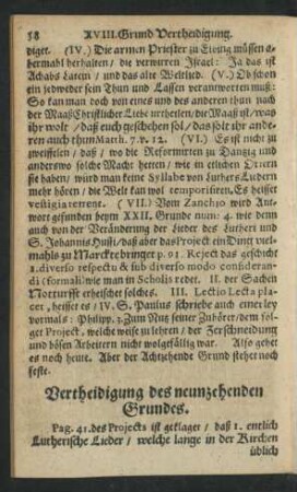 Vertheidigung des neunzehenden Grundes.