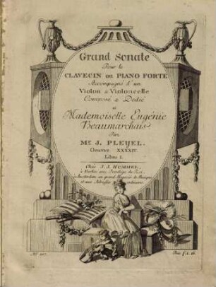 Grand sonate pour le clavecin ou piano forte accompagné d'un violon & violoncelle : oeuvre XXXXIV, 1. [B 465]