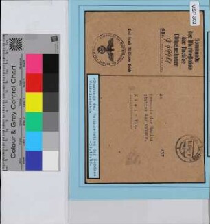Vordruck-Dienstbrief, Schiffsname/Landeinheit: Kommando Marinestation Nordsee; Frankatur, Mi.-Nr.: [Keine]; Poststempel: Wilhelmshaven 1l 31.12.40.-17; Nebenstempel: Vordruck: Kommando der Marinestation der Nordsee