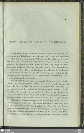 Ausmittelung des Arsens bei Vergiftungen