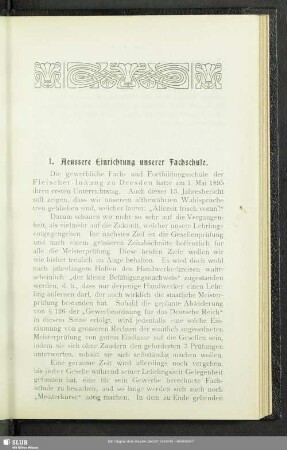1. Äussere Einrichtung unserer Fachschule