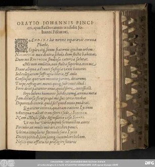 Oratio Johannis Pincieri, qua Rectoratum tradidit Johanni Piscatori.