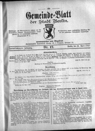 1921,17: Nr. 17, 24. April 1921