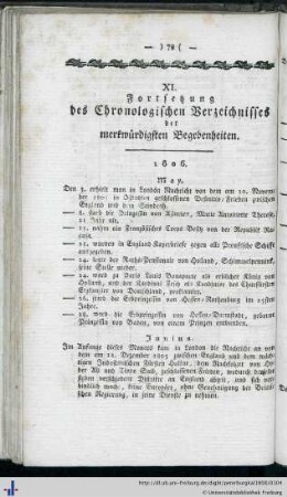 XI. Fortsetzung des Chronologischen Verzeichnisses der merkwürdigsten Begebenheiten.