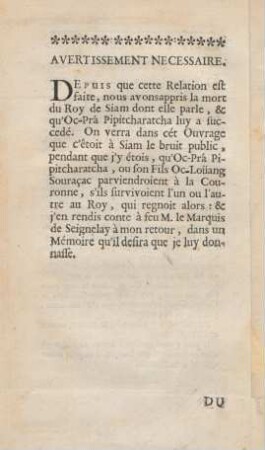Avertissement necessaire