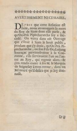 Avertissement necessaire