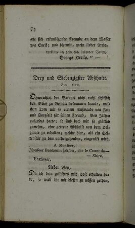 Drey und Siebenzigster Abschnitt. Ein dito