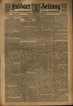 Erste Ausgabe vom Samstag, den 16. Juli 1910.