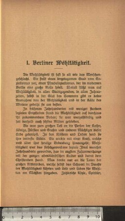 I. Berliner Wohltätigkeit