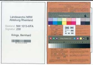 Entnazifizierung Bernhard Krings , geb. 16.10.1901 (Baecker)