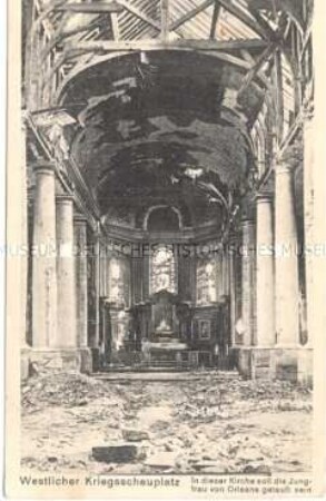 Ansicht einer zerstörten französischen Kirche