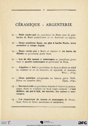 Cèramiques - Argenterie  (Nr.17-41)