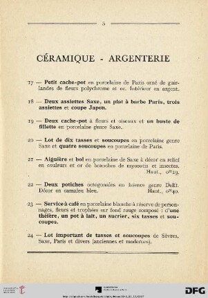 Cèramiques - Argenterie  (Nr.17-41)
