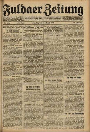 Erste Ausgabe vom Samstag, den 14. August 1915.