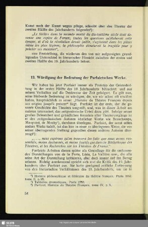 13. Würdigung der Bedeutung der Parfaictschen Werke