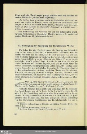 13. Würdigung der Bedeutung der Parfaictschen Werke