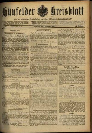 Ausgabe vom Donnerstag, den 07. November 1918.