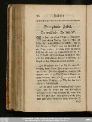 Funfzehnte Fabel. Die weiblichen Verführer.