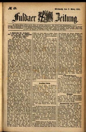 Ausgabe vom Mittwoch, den 02. März 1881.