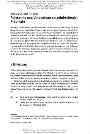 Polysemie und Umdeutung satzeinbettender Prädikate