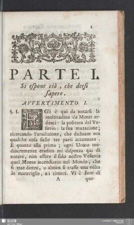 Parte I. Si espone ciò, che deesi sapere