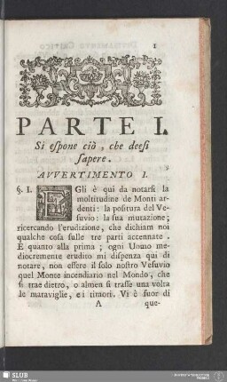 Parte I. Si espone ciò, che deesi sapere