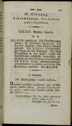 III. Ordnung. Zehenmännige. Decandria. Zehen Staubfäden