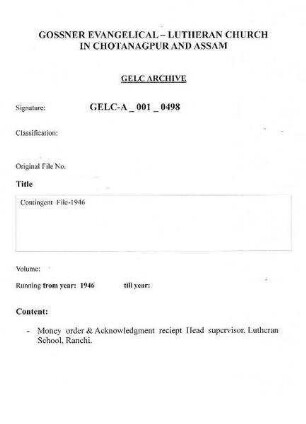 Contingent File - 1946