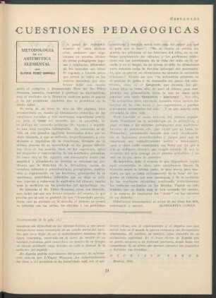 Cuestiones pedagógicas - "Metodología de la aritmética elemental" por Elpidio Pérez Somossa