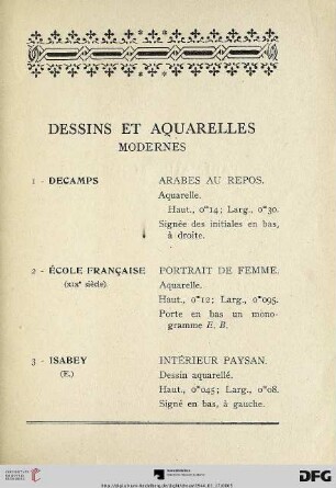 Dessins et Aquarelles (Nr. 1-4)