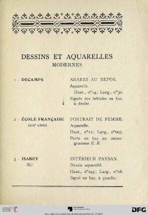 Dessins et Aquarelles (Nr. 1-4)