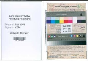 Entnazifizierung Heinrich Wilbertz , geb. 29.01.1902 (Inspektor)