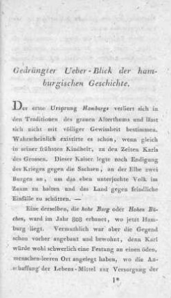 Gedrängter Ueber-Blick der hamburgischen Geschichte.