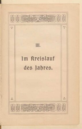 III. Im Kreislauf des Jahres