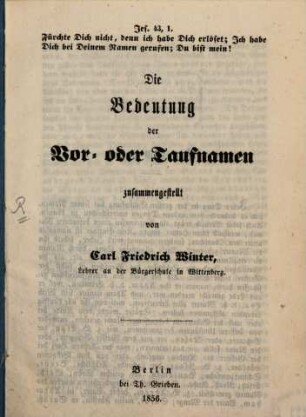 Die Bedeutung der Vor- oder Taufnamen