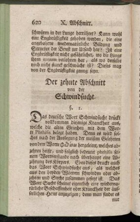 Der zehnte Abschnitt von der Schwindsucht