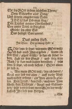 Das ander Lied. Jm Thon: Der grimmig Tod/ [et]c.