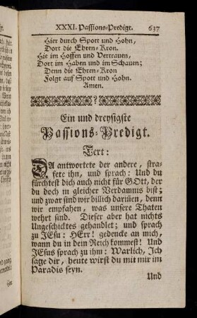 637-667, Ein und dreysigste Passions-Predigt