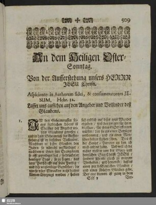 An dem Heiligen Oster-Sonntag. Von der Aufferstehung unsers Herrn Jesu Christi