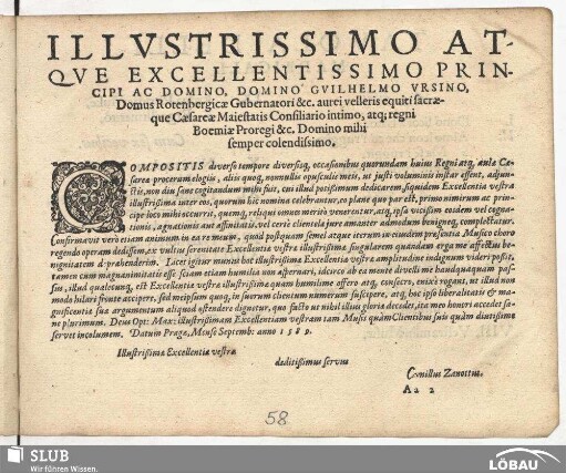 Illustrissimo atque Excellentissimo Principi ac Domino, Domino Guilhelmo Ursino