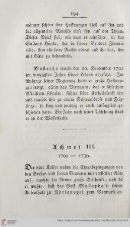 Achmet III. 1702-1730