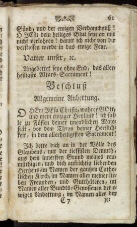 Beschluß Allgemeine Anbettung.